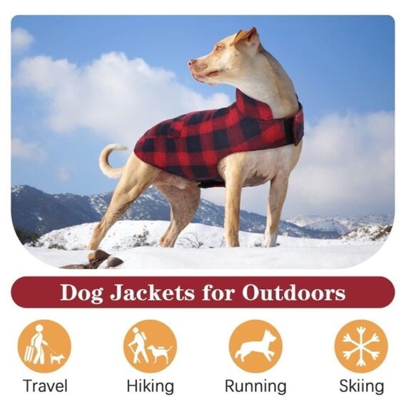 Kouser British Style Red Plaid Winter Dog Coat Jacket Reversible Size XS - Picture 3 of 9